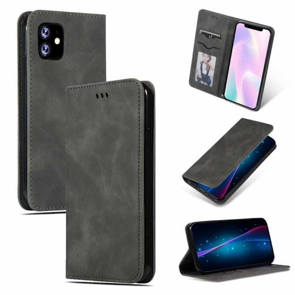 iPhone 11 Pro Max Flip Case Card Lokero mokkanahka Black