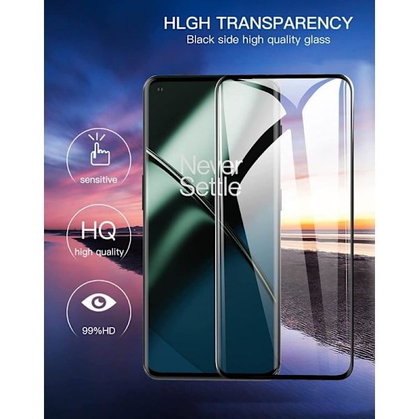 OnePlus 11 5G hærdet glas 0,26 mm 3D 9H Fullframe Transparent