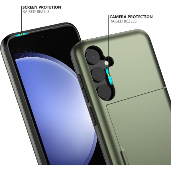 Samsung Galaxy S23 FE Stöttåligt Skal Kortfack StreetWise - Grön