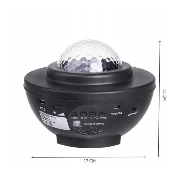 Tähtiprojektori Avaruuslamppu LED sisäänrakennetulla Bluetooth-kaiuttimella Black