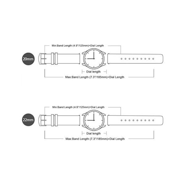 Univeral Premium Klockarmband PU-Läder - 22mm Brun