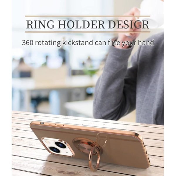 iPhone 13 Mini Elegant & Stöttåligt Skal med Ringhållare Flawles Svart