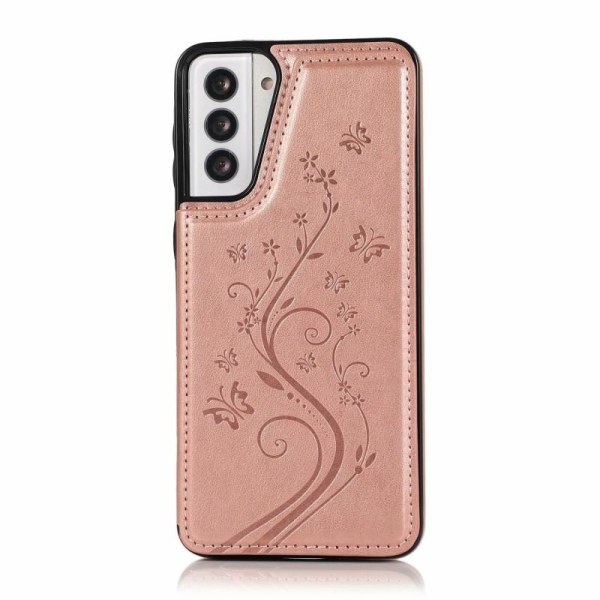 Samsung S21 Plus iskunkestävä kotelo, 3-taskuinen Flippr V2 Pink gold