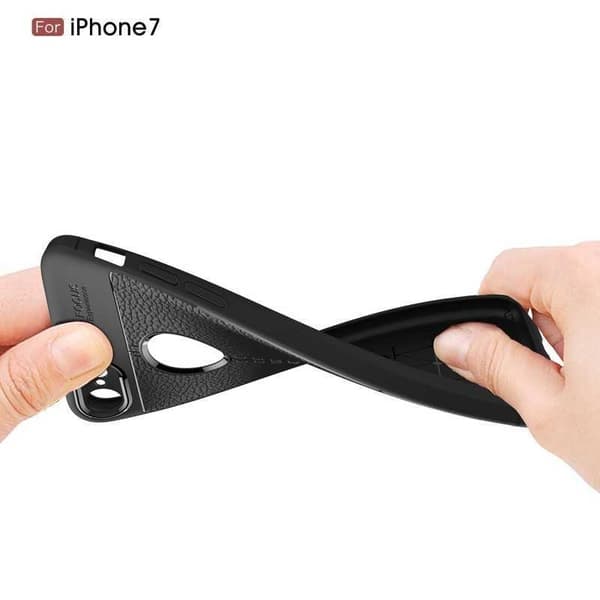 iPhone 7 Stöttåligt & Stötdämpande Skal LeatherBack Svart