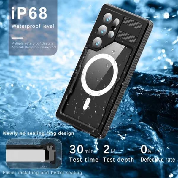 Samsung S24 Ultra Täysi peittävä vedenpitävä Premium Shell - 2m