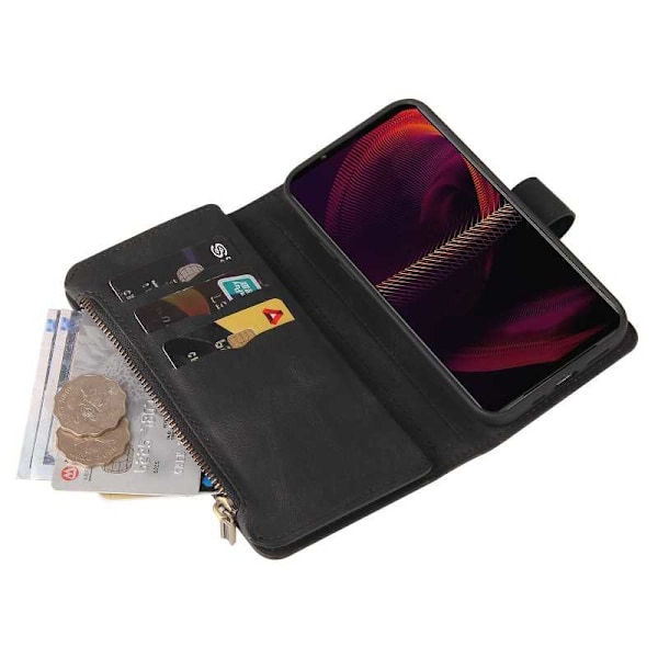 Xperia 5 III multifunktionelt pung etui Lynlås 13-rum Black