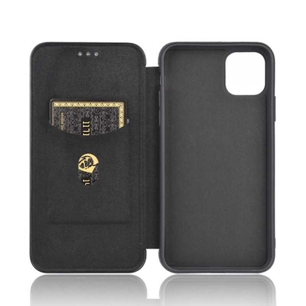 iPhone 11 Pro Max Flip Case Kortrum CarbonDreams Black