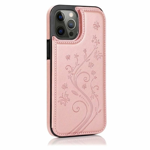 iPhone 12 Pro Max Stødsikker etui Kortholder 3-POCKET Flippr V2 Pink gold