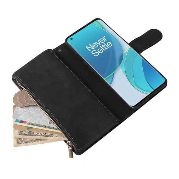 OnePlus 9 multifunktionelt pung etui Lynlås 8-rum