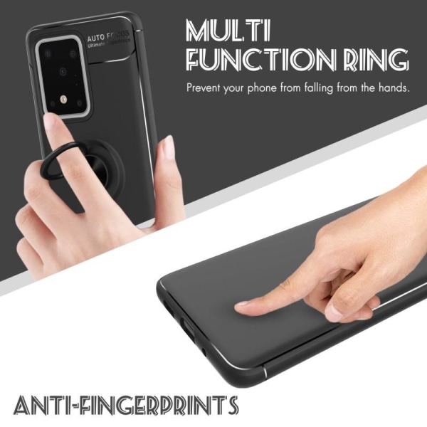 Samsung S20 Ultra Käytännöllinen iskunkestävä kotelo sormustelin Black