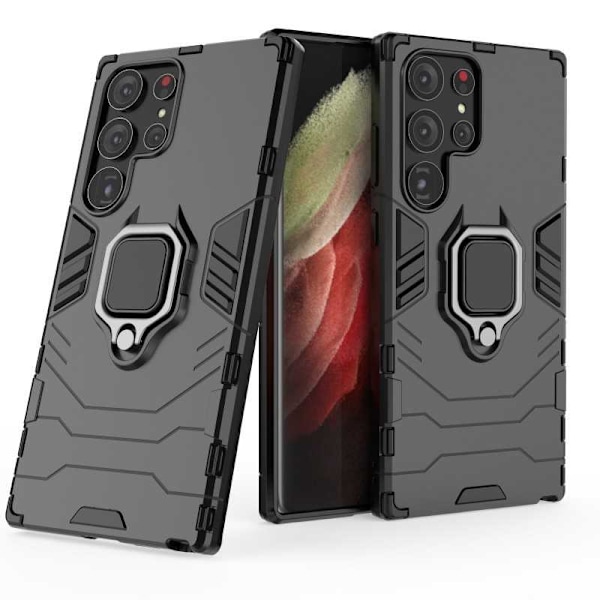 Samsung S23 Ultra iskunkestävä kotelo ThinArmor sormustelineellä Black