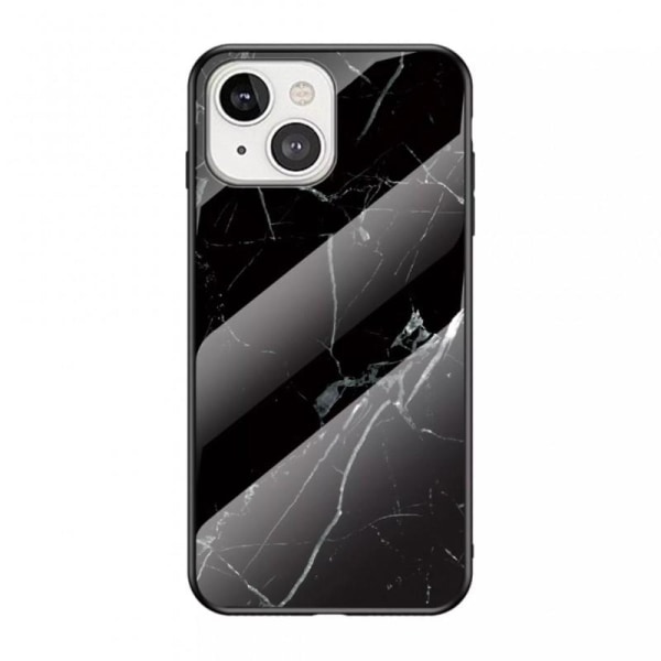 iPhone 13 Marmorskal 9H Härdat Glas Baksida Glassback V2 MultiColor Svart/Guld
