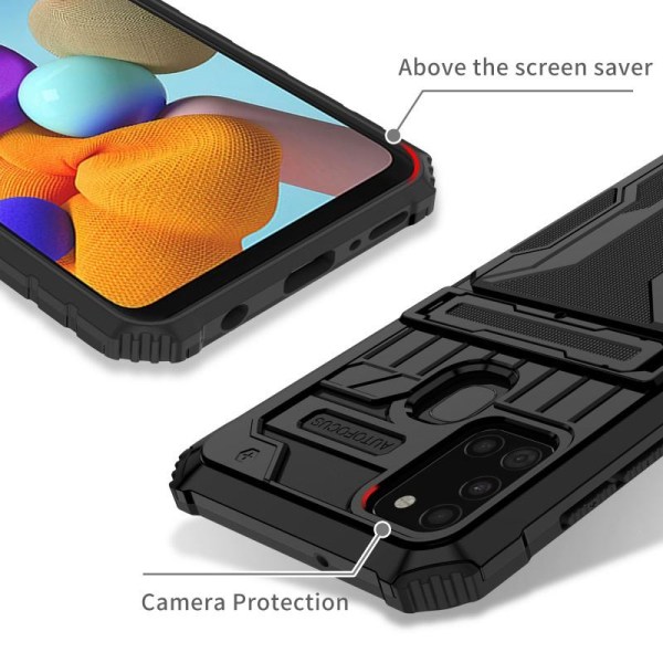 Samsung A21s stødsikkert cover Kickstand & kortrum ThinArmor V3 Black