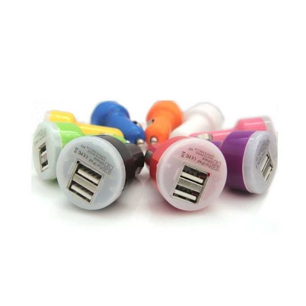 Universal Mini Biloplader Dobbelt USB 2.1A Lila
