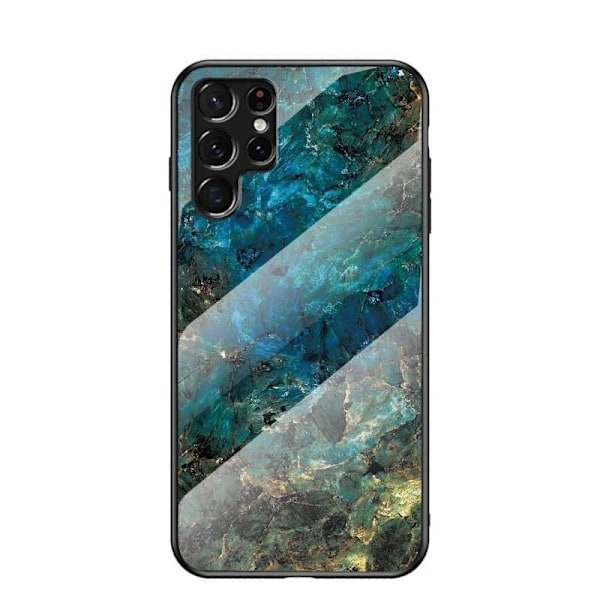 Samsung S22 Ultra Marble Shell 9H hærdet glas bagside glas bagside V2 MultiColor Emerald Green