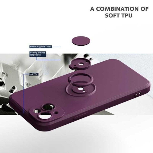 iPhone 15 stødsikkert cover med ringholder CamShield Mörkgrön