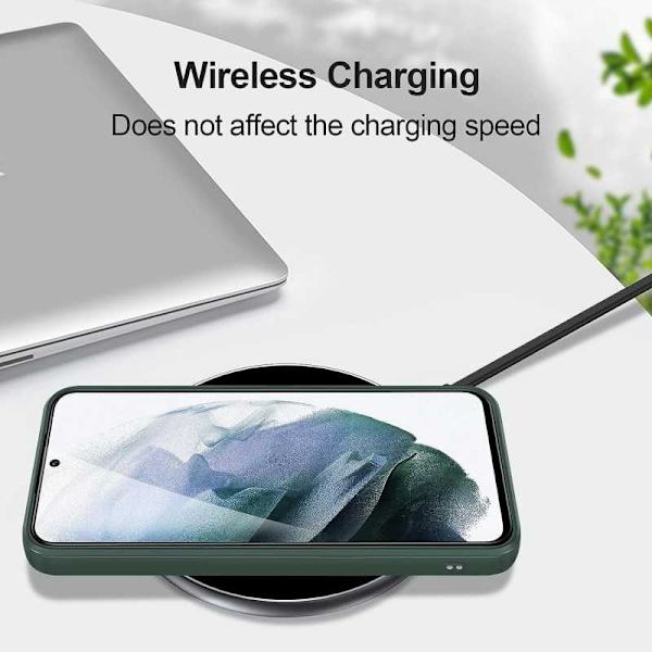Samsung S21 Plus Gummibelagd Mattgrönt Skal Kameraskydd Liquid - Grön