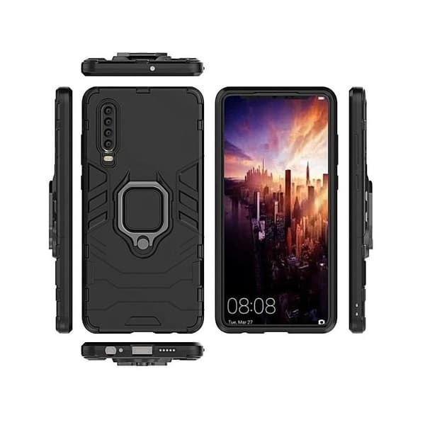 Huawei P30 iskunkestävä kotelo ThinArmor® sormustelineellä Black