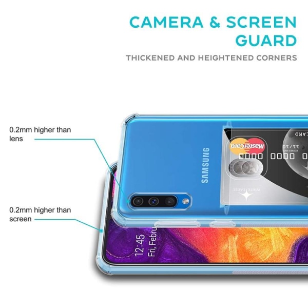 Ohut iskunkestävä kännykkäkuori korttipaikalla Samsung A50 Transparent