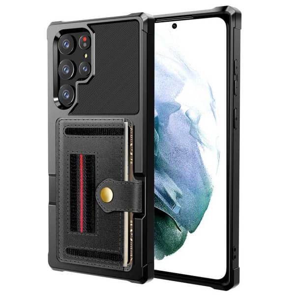 Samsung S22 Ultra Iskunkestävä kansi korttipaikalla Solid V2 Black