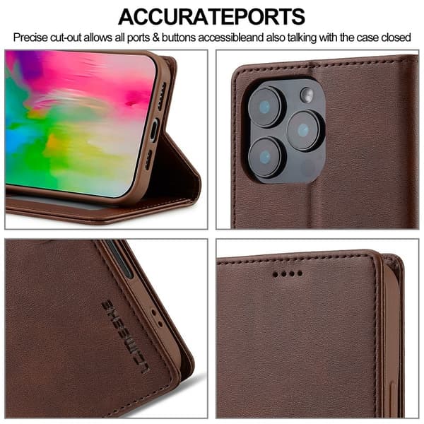 LC.IMEEKE Plånboksfodral iPhone 16 Pro - Mörkbrun