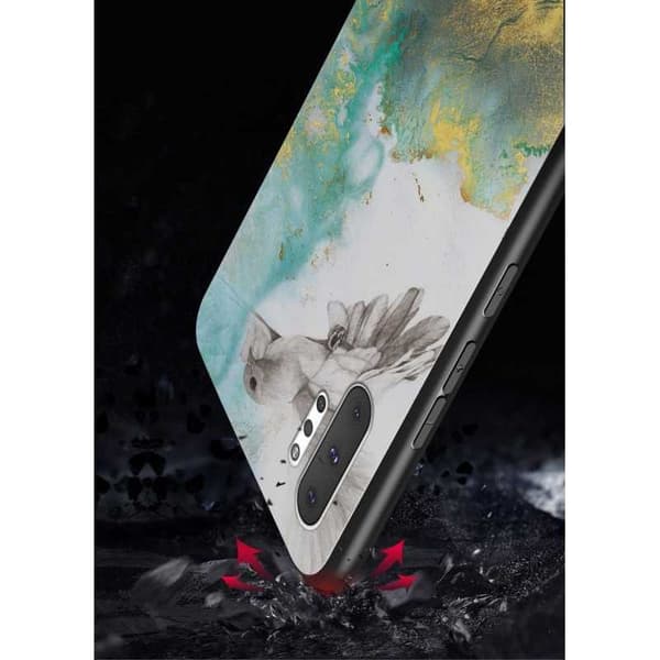 Samsung Note 10 Plus Marmorskal 9H Härdat Glas Baksida Glassback V2 White Variant 2