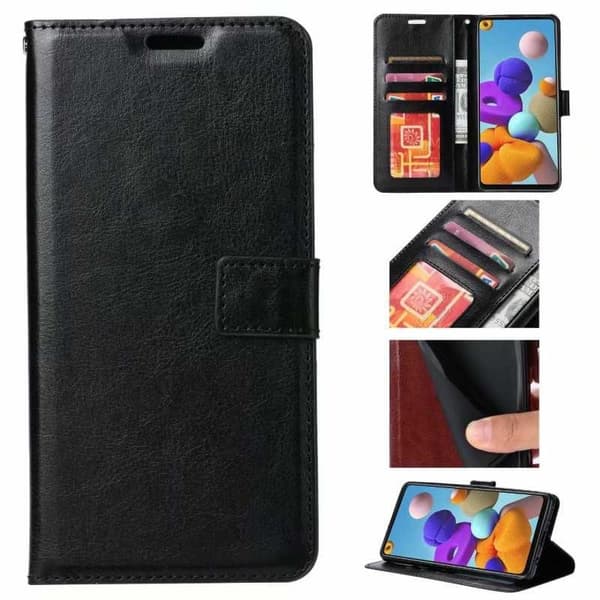 Samsung S21 Ultra Wallet Case PU-nahkainen 4-tasku Black