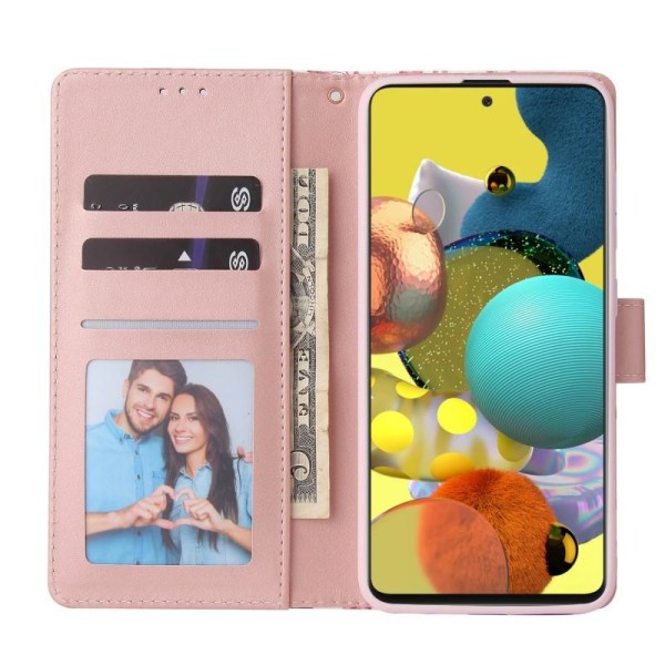 Samsung A51 4G Trendikäs lompakkokotelo Sparkle 4-FACK Pink