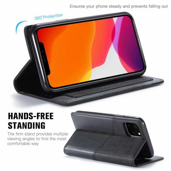 elegant etui til iPhone 12 Pro Max i PU-læder med RFID-blok Black