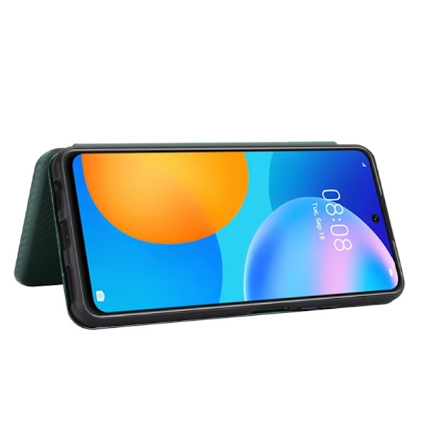 Huawei P Smart 2021 Flip Case Kortrum CarbonDreams Grøn Green