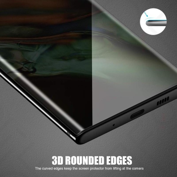 Samsung Note 10 Plus Privacy FullFrame Härdat glas 0.26mm 3D 9H Transparent