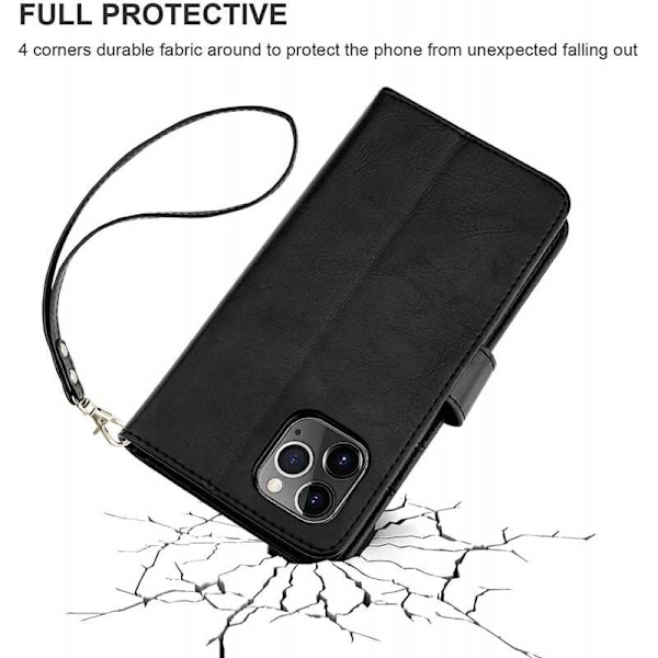 iPhone 12 Pro Max Plånboksfodral PU-Läder 4-FACK Svart