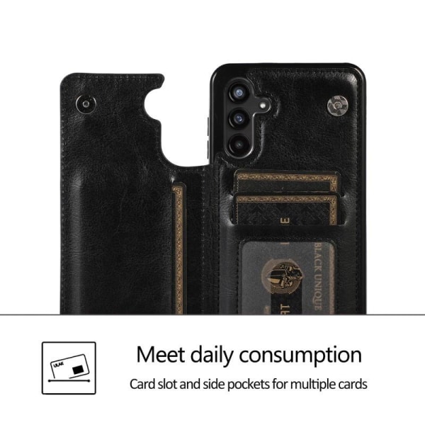 Samsung A54 5G Stöttåligt Skal Korthållare 3-FACK Flippr Svart