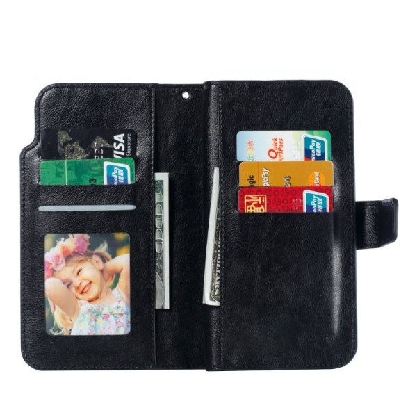 Samsung A8 2018 Käytännöllinen lompakkokotelo 12-taskuisella Arr Black
