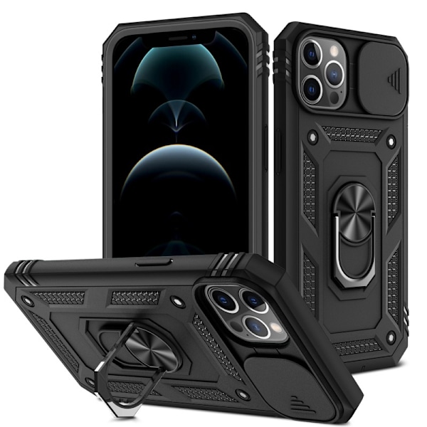 iPhone 11 Pro Max Hybridskal med Ringhållare & Kameraskydd - Svart