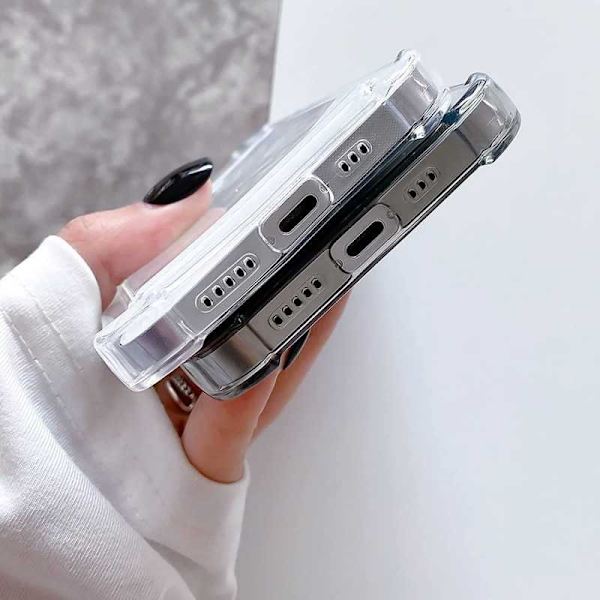 Stöttåligt Skal med Kortfack Förstärkta Hörn iPhone 12 Pro Transparent