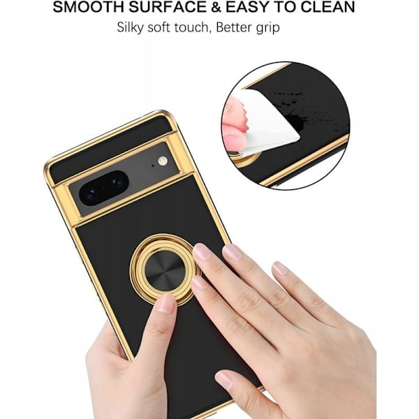 Google Pixel 7a Elegant & Stöttåligt Skal med Ringhållare Flawless Svart