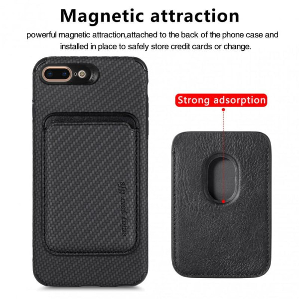 iPhone 7 Plus / 8 Plus Stødsikkert etui med magnetkortholder Mag Black