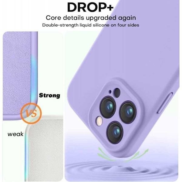 iPhone 14 Pro Max Gummibelagt Skal med Kameraskydd Liquid V2 - Lila