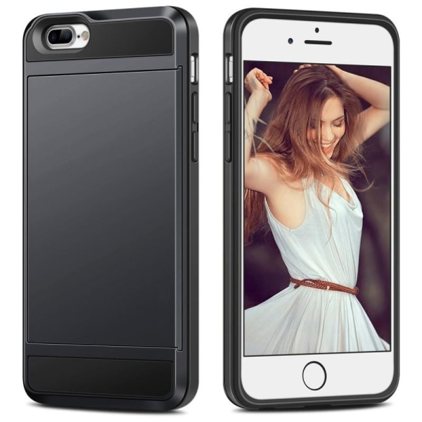 iPhone 8 Plus iskunkestävä kansi korttilokerolla Black
