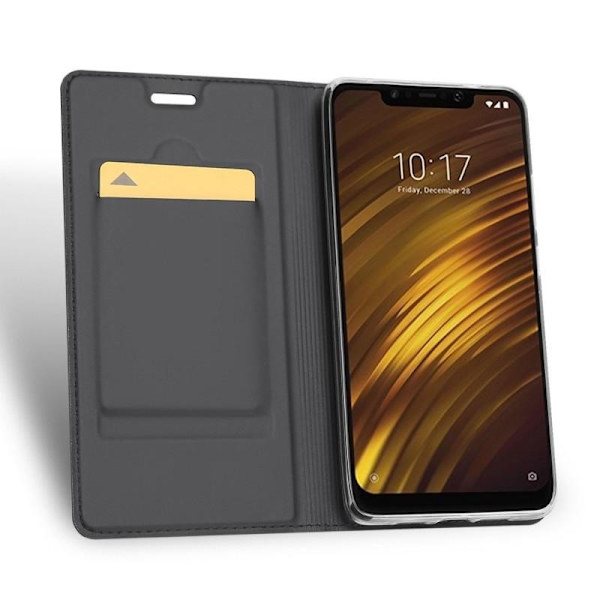 Xiaomi Pocophone F1 Flip Case Skin Pro med kortrum Svart