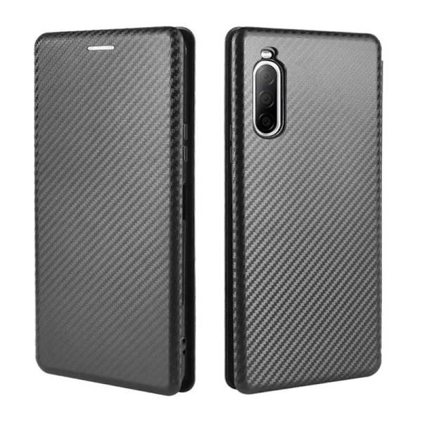 Xperia 10 II Flip-etui Kortrum CarbonDreams Black