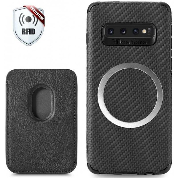 Samsung S10 Stødsikkert etui med magnetkortholder Magsafe RFID Black