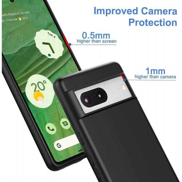 Google Pixel 7 ultraohut pehmeä kuminen mattamusta kansi Black