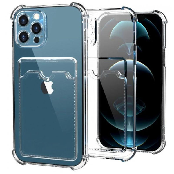 Tyndt stødsikkert mobilcover med kortslot iPhone 14 Max Transparent