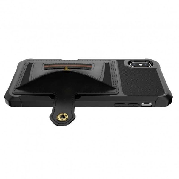 iPhone X / XS Iskunkestävä kansi korttipaikalla Solid V2 Black