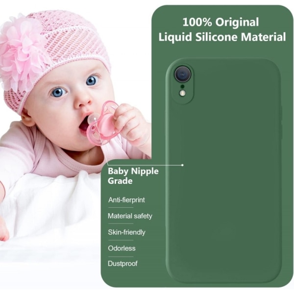 iPhone XR Gummibelagd Mattgrönt Skal Kameraskydd Liquid - Grön