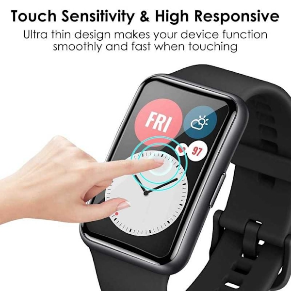 2-PACK Huawei Watch Fit FullFrame 3D hærdet glas 0,26 mm 9H Transparent