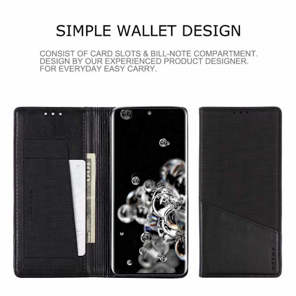 Samsung S20 Ultra Elegant Fodral i PU-Läder med RFID Block Svart