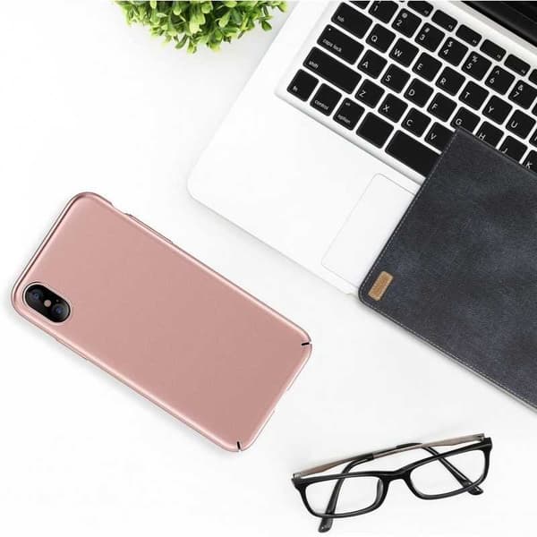 iPhone XS Max Ultra-ohut kumipäällysteinen Cover Basic V2 Pink gold